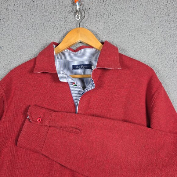 Savuto Guglielmo Rugby Sweater Men Size XXL Red 100% Cotton Quiet Luxury Dadcore - Picture 1 of 13